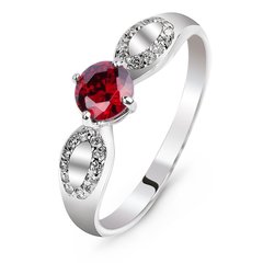 Серебряное кольцо с красным фианитом ФК224, 15, 46.5, 1.58