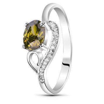 Серебряное кольцо с фианитом перидот Феерия, 17, 52.8, 1.87