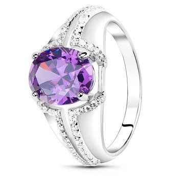 Серебряное кольцо с фиолетовым фианитом Македония, 16.5, 51.5, 3.95