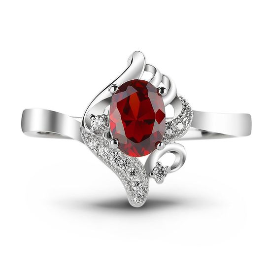Серебряное кольцо с красным фианитом Амина, 15, 46.5, 2.59