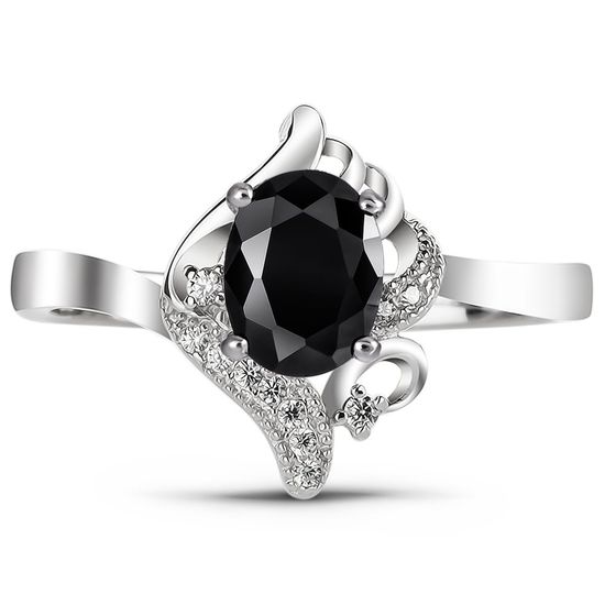 Серебряное кольцо с черным фианитом Амина, 16, 50.3, 2.59