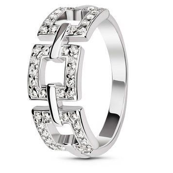 Серебряное кольцо с фианитами Лабиринт, 16.5, 51.5, 3.60