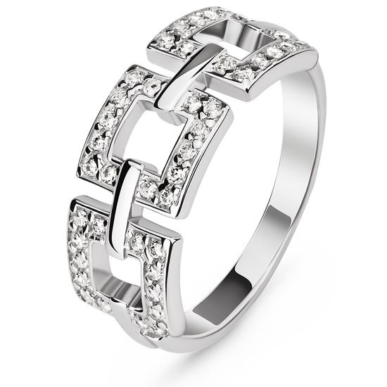 Серебряное кольцо с фианитами Лабиринт, 16.5, 51.5, 3.60