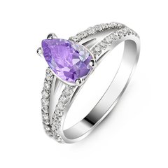 Серебряное кольцо с фиолетовым фианитом Милинда, 15.5, 47.8, 2.30