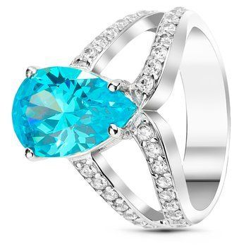 Серебряное кольцо с голубым фианитом ПДК95, 16, 50.3, 4.49