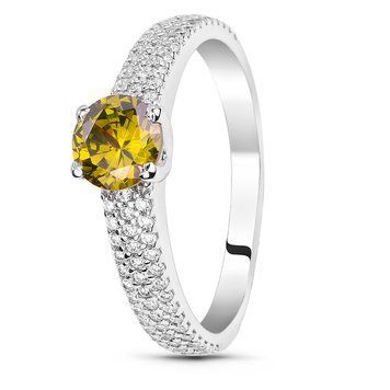 Серебряное кольцо с фианитом перидот Солнце, 16, 50.3, 2.30