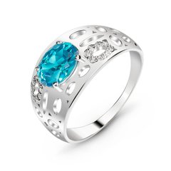 Серебряное кольцо с голубым фианитом Озеро, 16.5, 51.5, 2.80