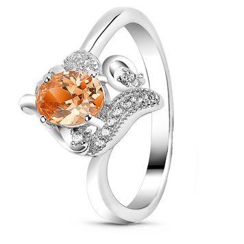 Серебряное кольцо с фианитом шампань Амина, 16, 50.3, 2.59