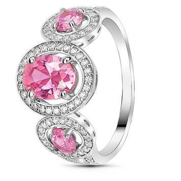Серебряное кольцо с розовым фианитом Рио, 16, 50.3, 2.96