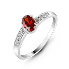 Серебряное кольцо с красным фианитом Валенсия, 16.5, 51.5, 1.30