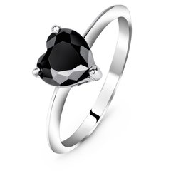 Серебряное кольцо с черным фианитом Агния, 18.5, 57.8, 1.90