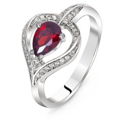 Серебряное кольцо с красным фианитом Ясмин, 15.5, 47.8, 2.93