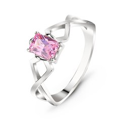 Серебряное кольцо с розовым фианитом Катрина, 18.5, 57.8, 1.90