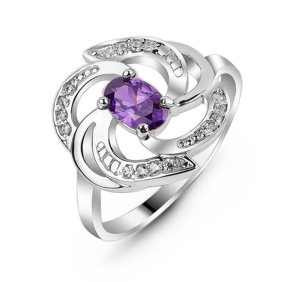 Серебряное кольцо с фиолетовым фианитом Мария, 18, 56.6, 2.80