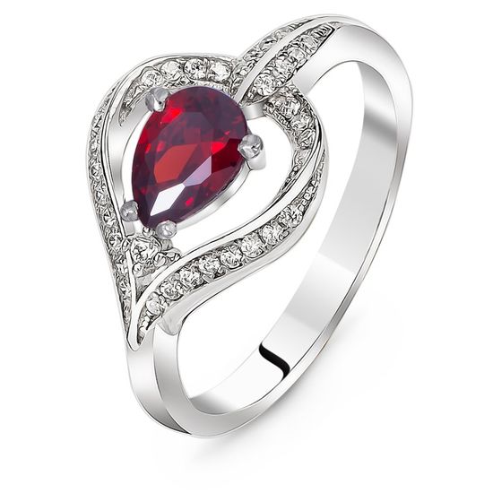 Серебряное кольцо с красным фианитом Ясмин, 18.5, 57.8, 2.93