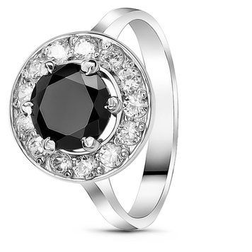 Серебряное кольцо с черным фианитом Луна, 16, 50.3, 3.30