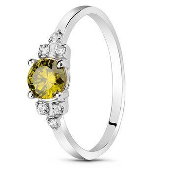 Серебряное кольцо с фианитом перидот Шато, 17, 52.8, 1.15