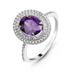 Серебряное кольцо с фиолетовым фианитом Камелия, 16.5, 51.5, 2.64