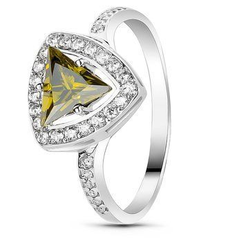 Серебряное кольцо с фианитом перидот ФК270ЦП, 17, 52.8, 2.53